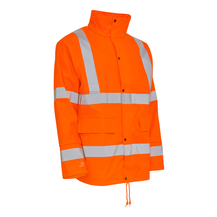 Dry Zone Visible PU Regnjakke Hi-Vis med refleksstriber
