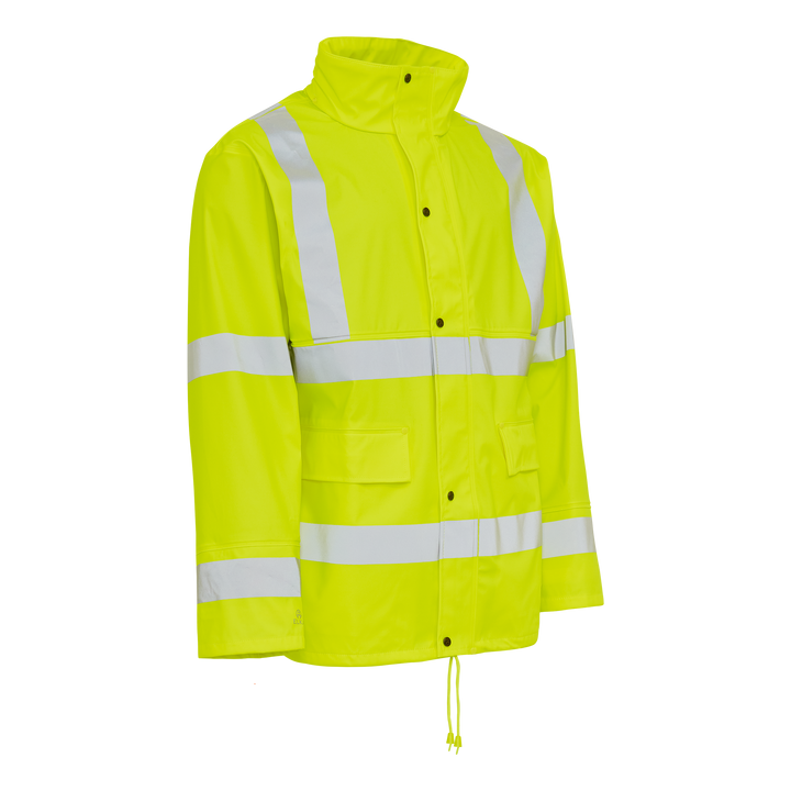 Dry Zone Visible PU Regnjakke Hi-Vis med refleksstriber