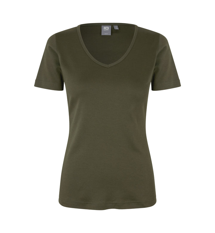 Interlock T-shirt | v-hals | dame