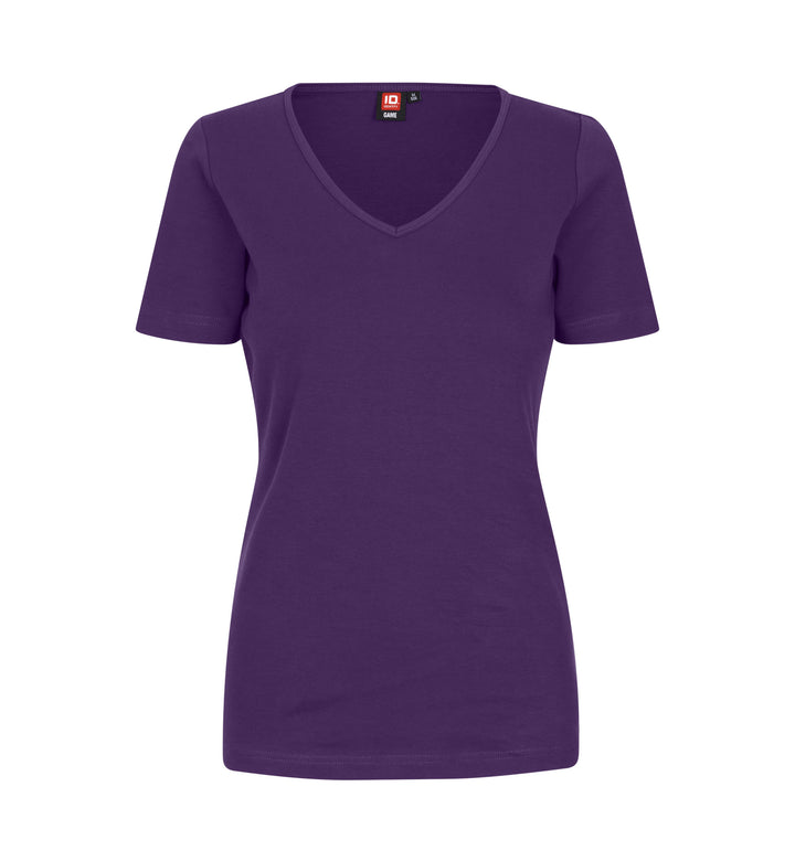 Interlock T-shirt | v-hals | dame