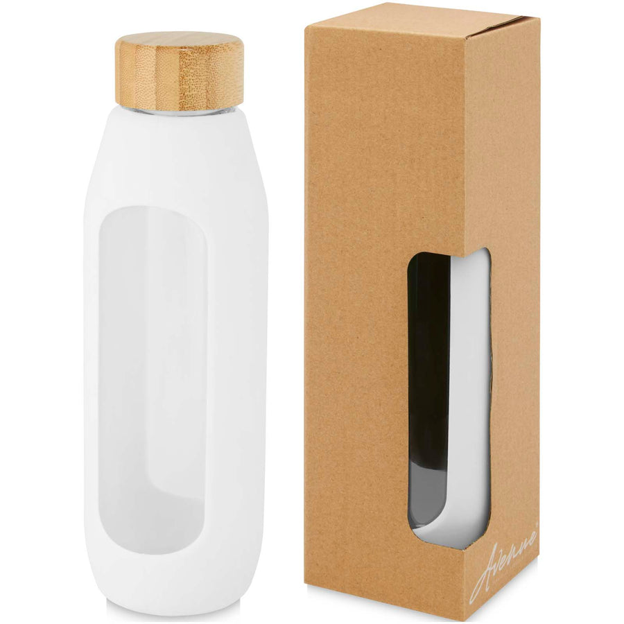 Tidan 600 ml drikkeflaske i borosilikatglas med silikonegreb