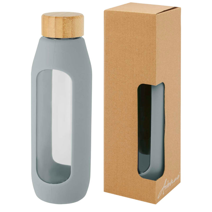 Tidan 600 ml drikkeflaske i borosilikatglas med silikonegreb