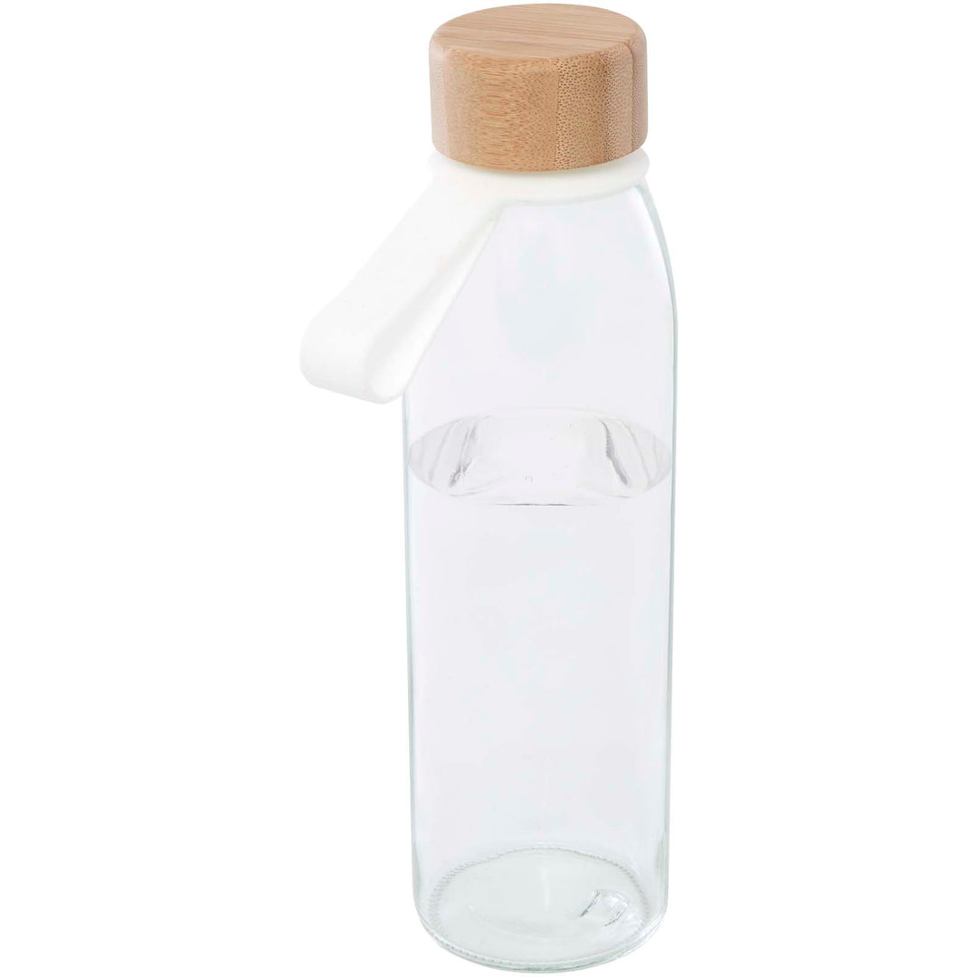 Porto 500 ml glasvandflaske med silikonehåndtag og bambuslåg