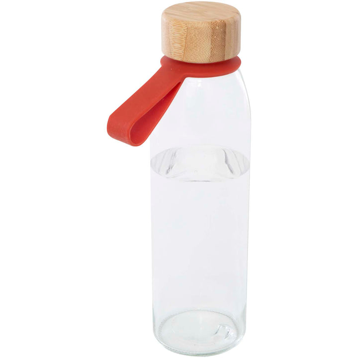 Porto 500 ml glasvandflaske med silikonehåndtag og bambuslåg