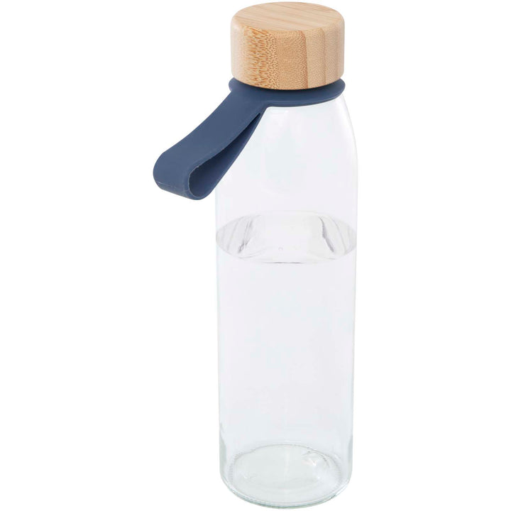 Porto 500 ml glasvandflaske med silikonehåndtag og bambuslåg
