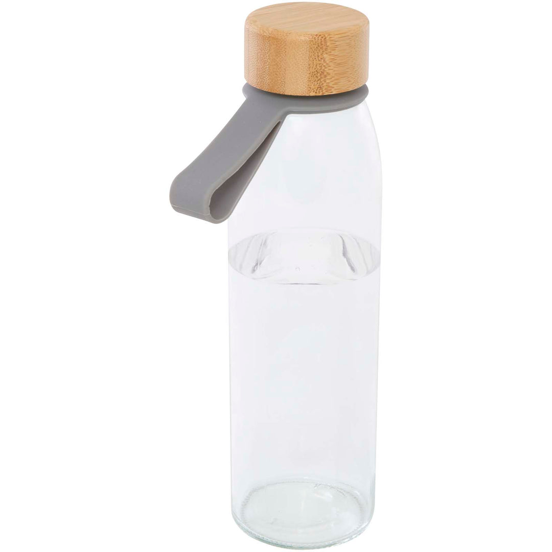 Porto 500 ml glasvandflaske med silikonehåndtag og bambuslåg