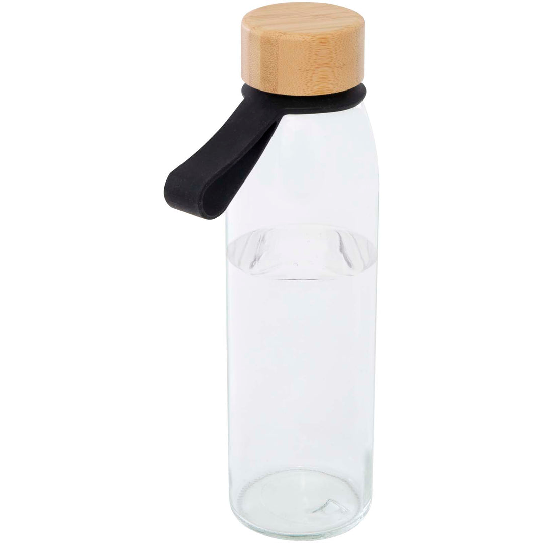 Porto 500 ml glasvandflaske med silikonehåndtag og bambuslåg