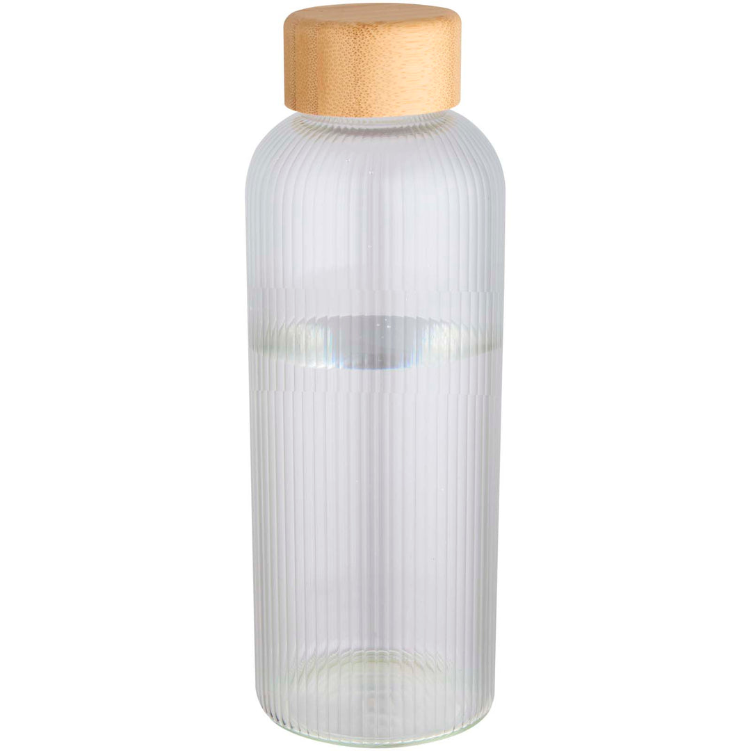Mirage 650 ml enkeltvægget flaske af borosilikatglas med låg af bambus
