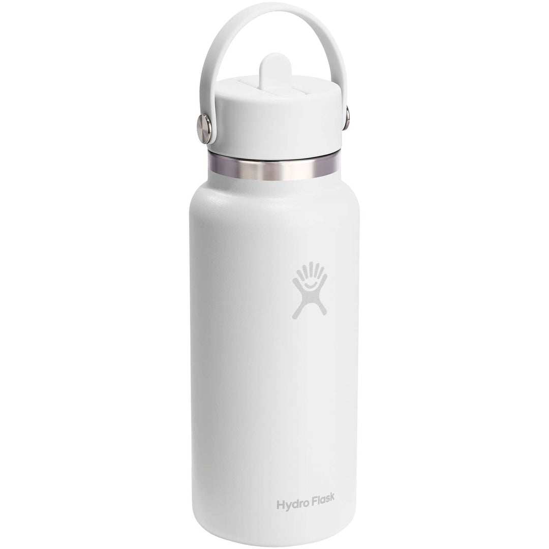 Hydro Flask vandflaske med bred åbning, 946 ml, isoleret rustfrit stål, med sugerørslåg