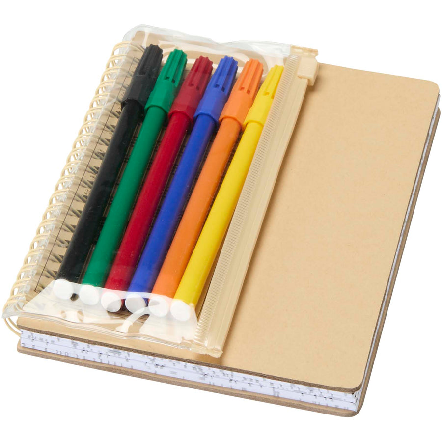 Squiggle B6 notesbog med hårdt omslag og tuschpenne sæt