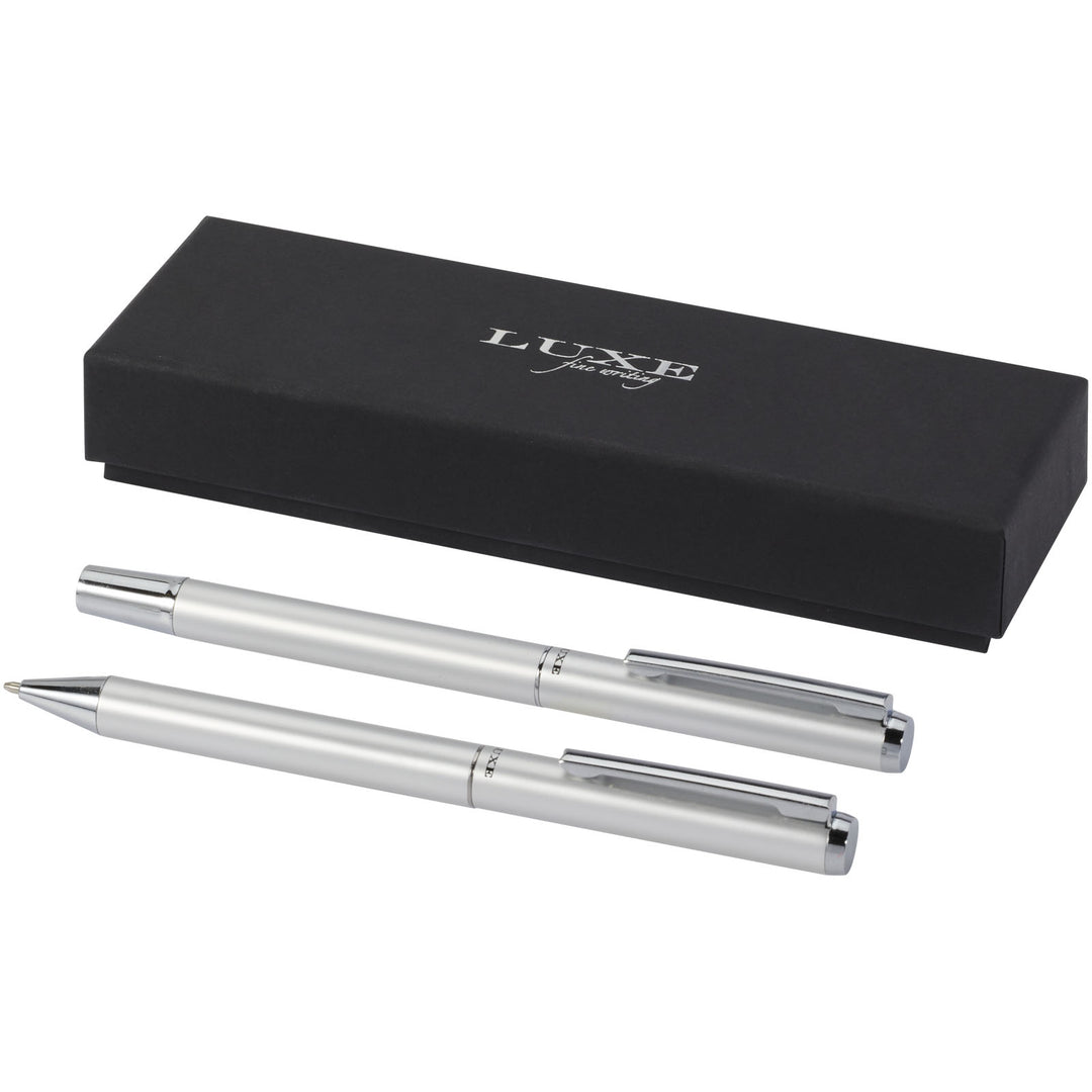 Lucetto gavesæt med kuglepen og rollerballpen af genvundet aluminium (sort refill)