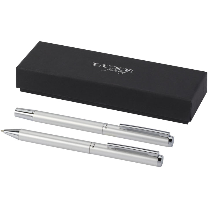 Lucetto gavesæt med kuglepen og rollerballpen af genvundet aluminium (sort refill)