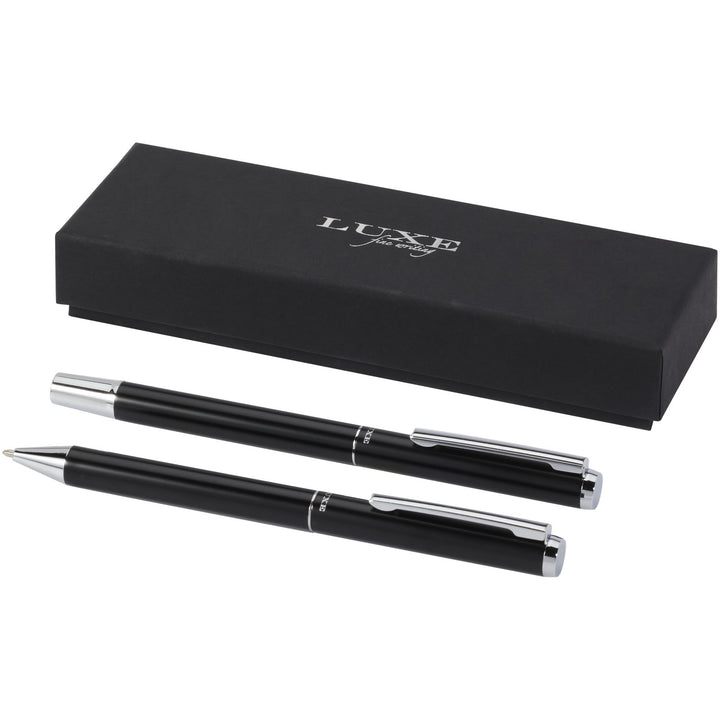 Lucetto gavesæt med kuglepen og rollerballpen af genvundet aluminium (sort refill)
