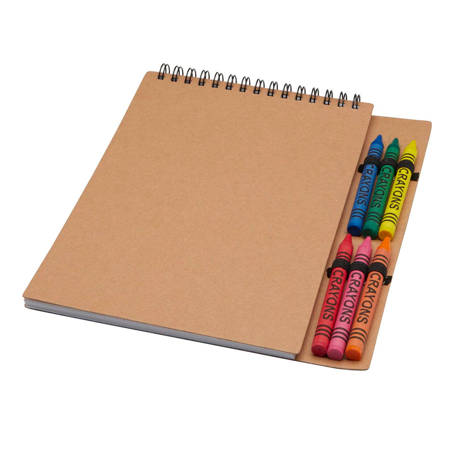 Doodle A5 notesbog med spiralryg samt blødt omslag og farvekridtsæt