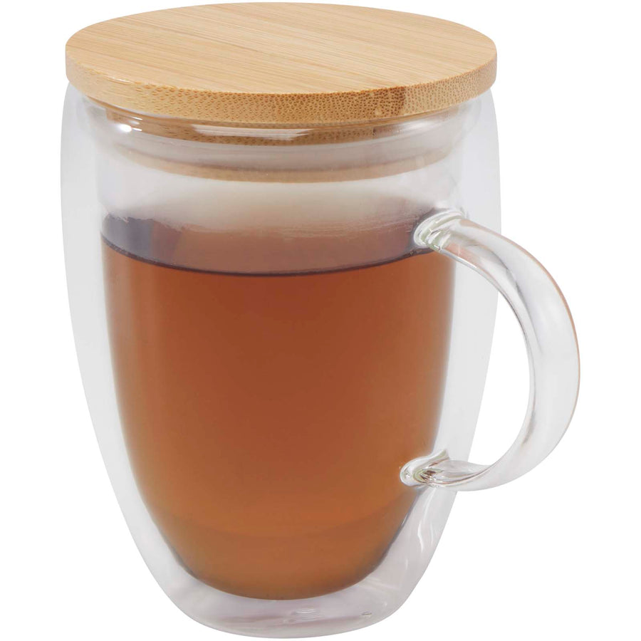 Leona 350 ml glaskop med bambuslåg