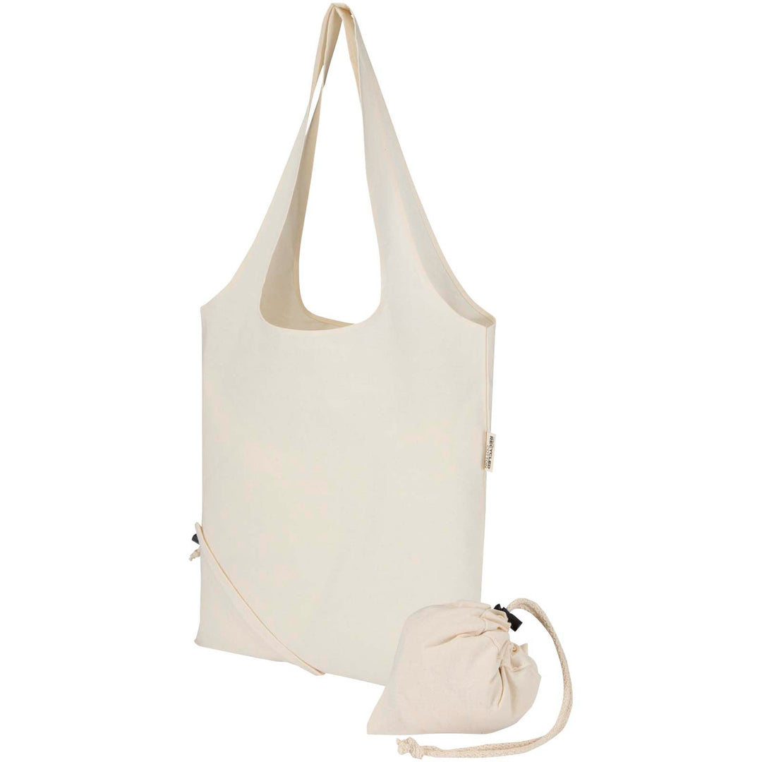 Madras blanding 140 g/m² GRS certificeret genvundet, sammenfoldelig bomuldstaske, 7 liter