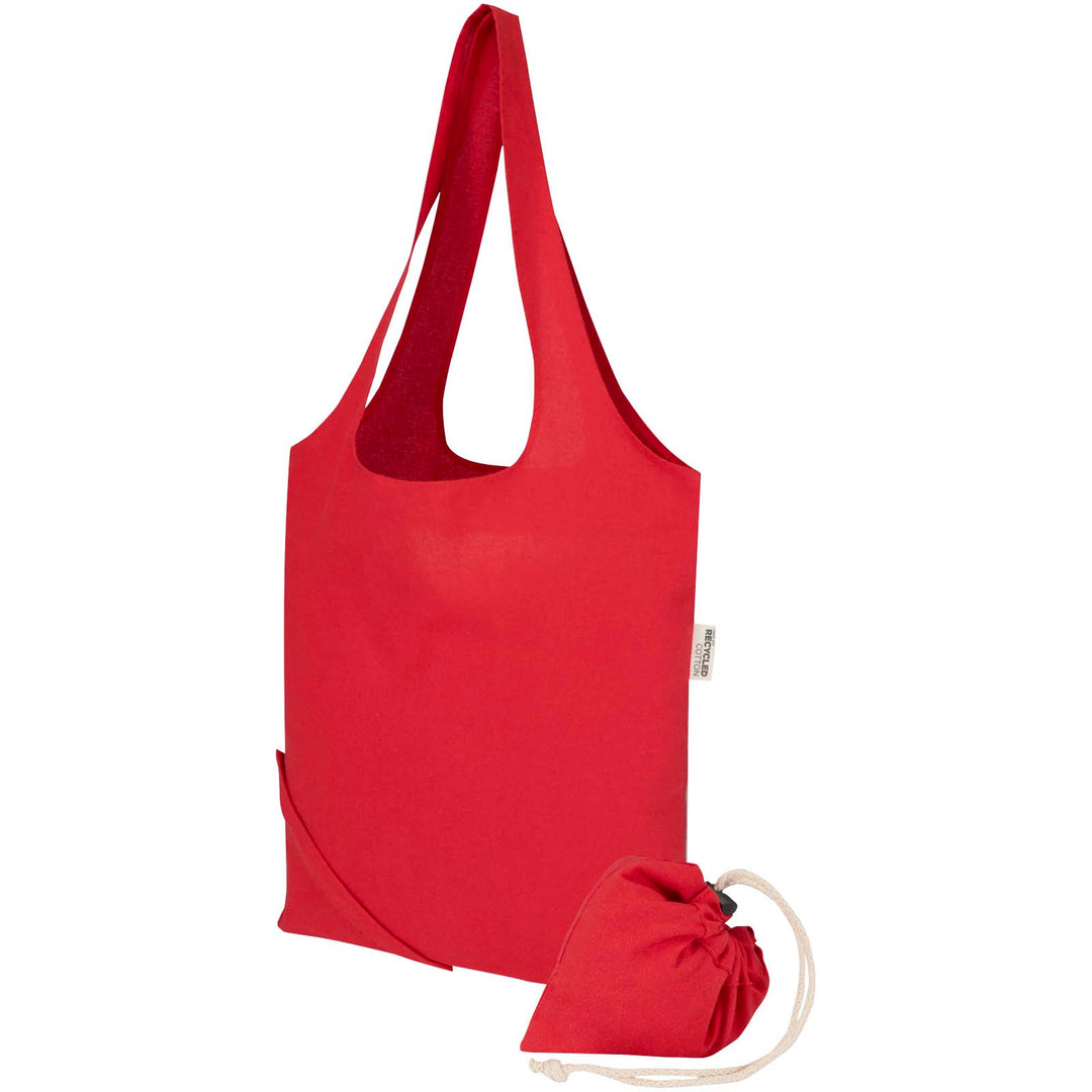 Madras blanding 140 g/m² GRS certificeret genvundet, sammenfoldelig bomuldstaske, 7 liter