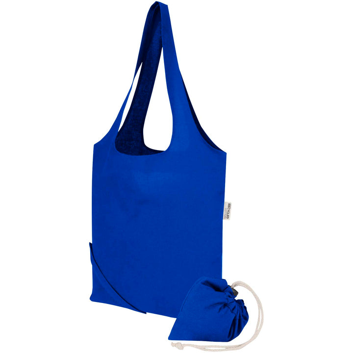 Madras blanding 140 g/m² GRS certificeret genvundet, sammenfoldelig bomuldstaske, 7 liter
