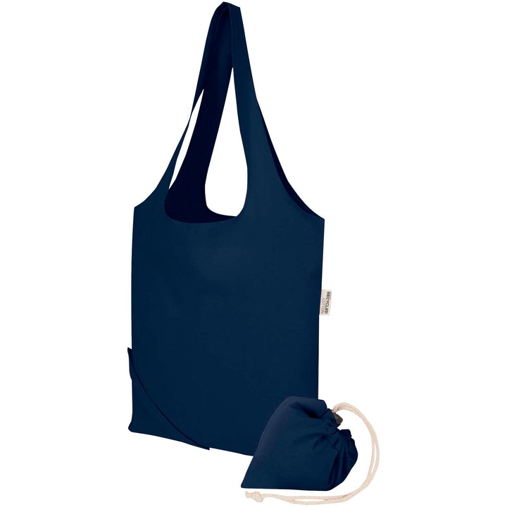 Madras blanding 140 g/m² GRS certificeret genvundet, sammenfoldelig bomuldstaske, 7 liter