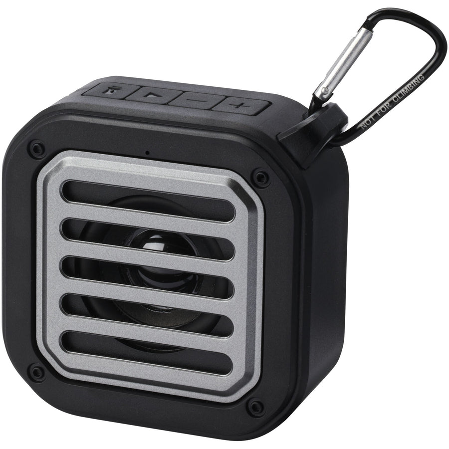Solo IPX5 3W solar Bluetooth® højttaler i RCS genvundet plast med karabinhage