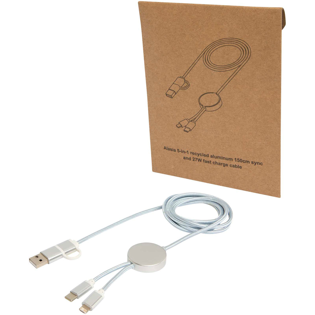 Alasia 5-i-1 kabel 150 cm datasynkronisering og 27 W hurtigopladningskabel i genvundet aluminium og plast