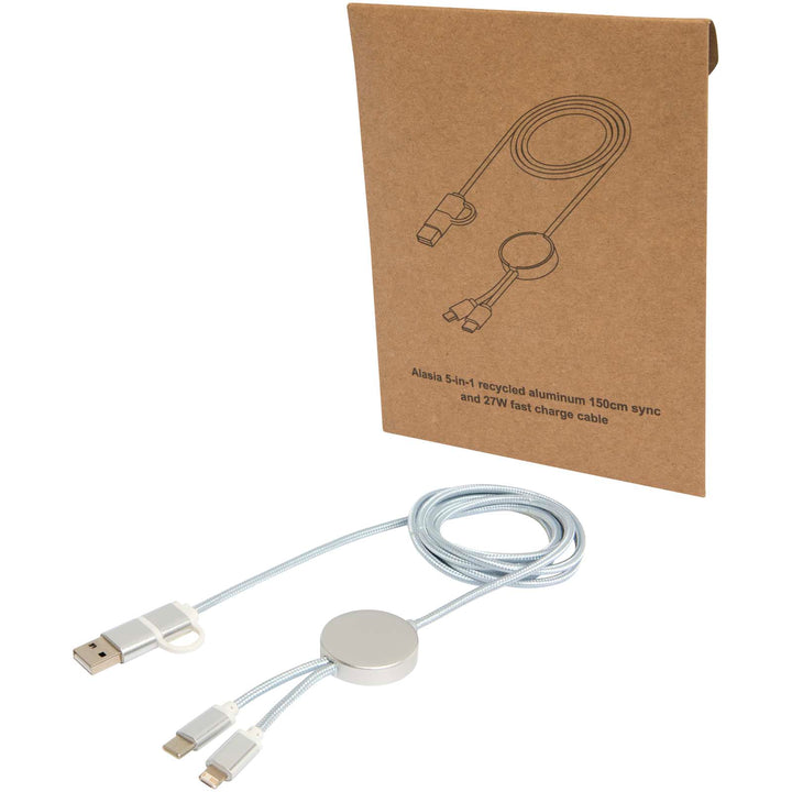 Alasia 5-i-1 kabel 150 cm datasynkronisering og 27 W hurtigopladningskabel i genvundet aluminium og plast