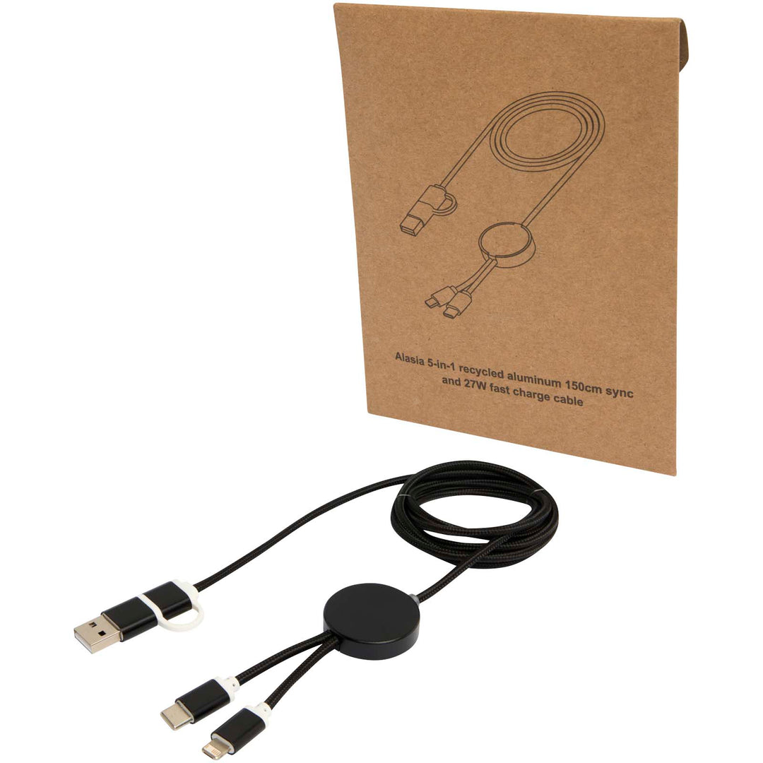 Alasia 5-i-1 kabel 150 cm datasynkronisering og 27 W hurtigopladningskabel i genvundet aluminium og plast