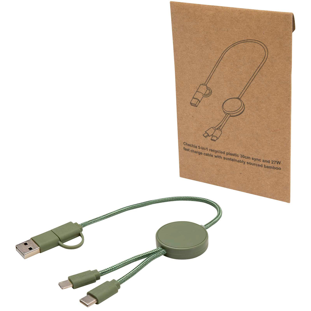 Citala 5-i-1 kabel 30 cm datasynkronisering og 27 W hurtigopladningskabel i genvundet plast