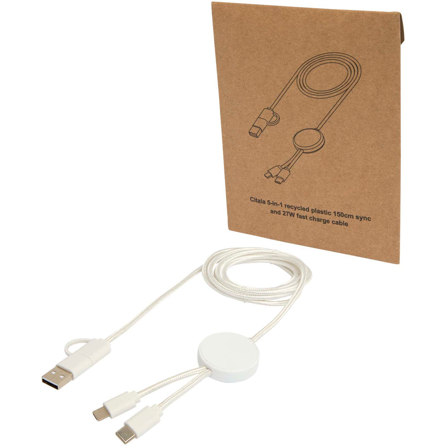 Citala 5-i-1 kabel 150 cm datasynkronisering og 27 W hurtigopladningskabel i genvundet plast