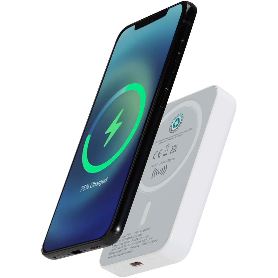 Acrab 5000 mAh 15 W magnetisk trådløs powerbank med 20 W PD - lavet af genvundet plast