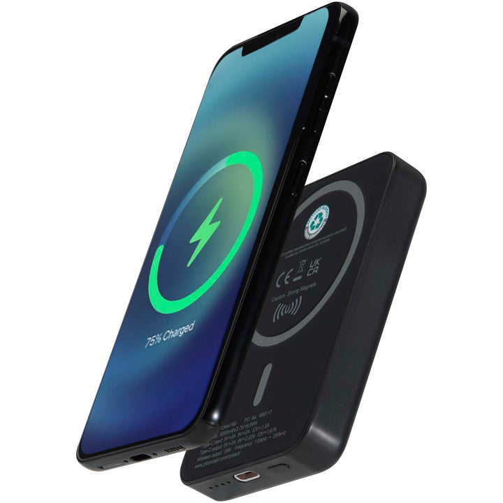 Acrab 5000 mAh 15 W magnetisk trådløs powerbank med 20 W PD - lavet af genvundet plast