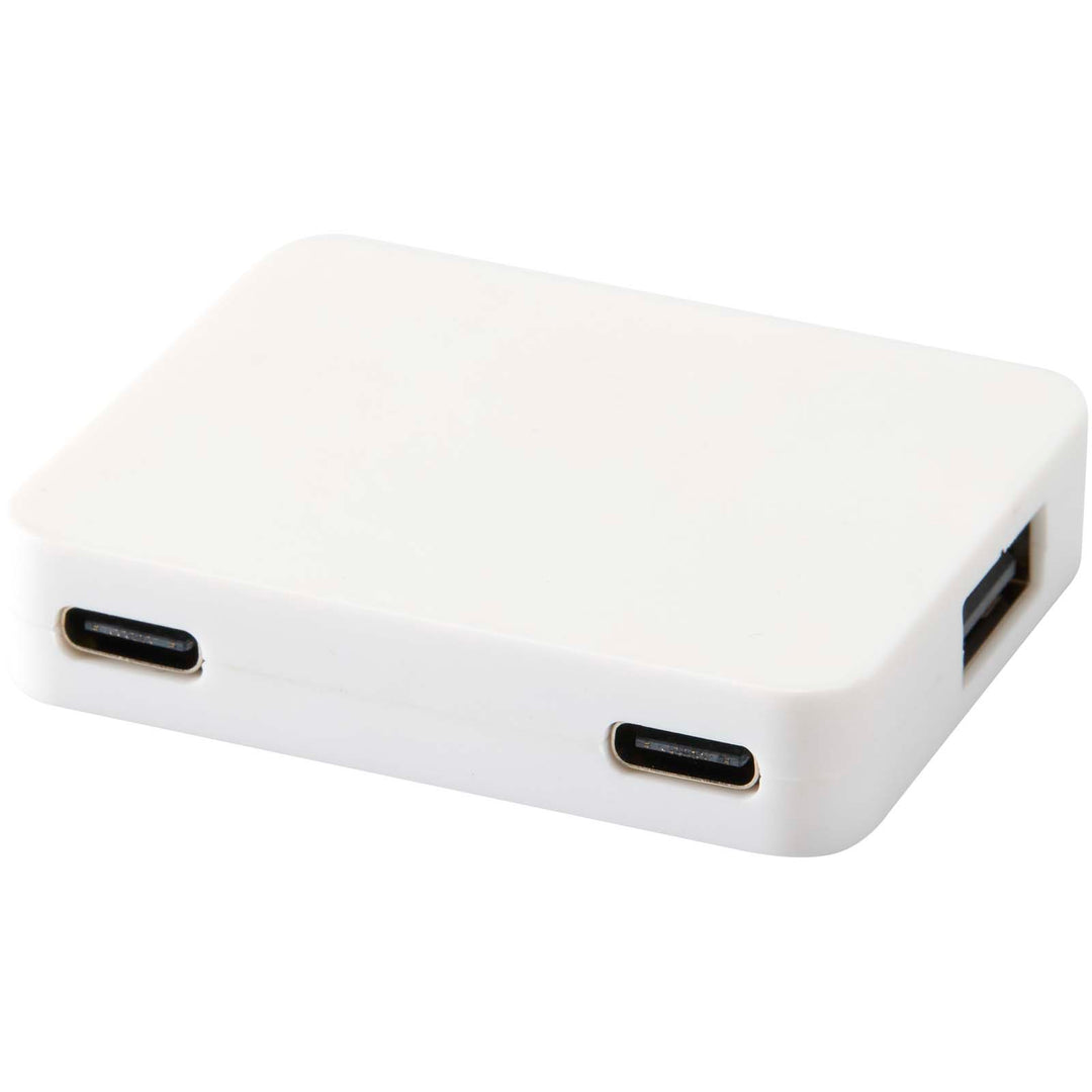 Gaia 4-ports USB hub med USB-A og Type-C udgang og dobbelt indgang - lavet af genvundet plast