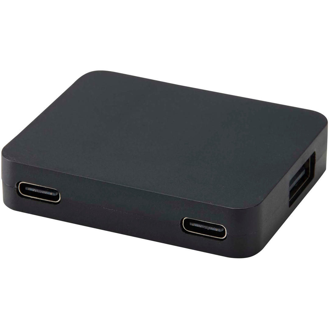Gaia 4-ports USB hub med USB-A og Type-C udgang og dobbelt indgang - lavet af genvundet plast