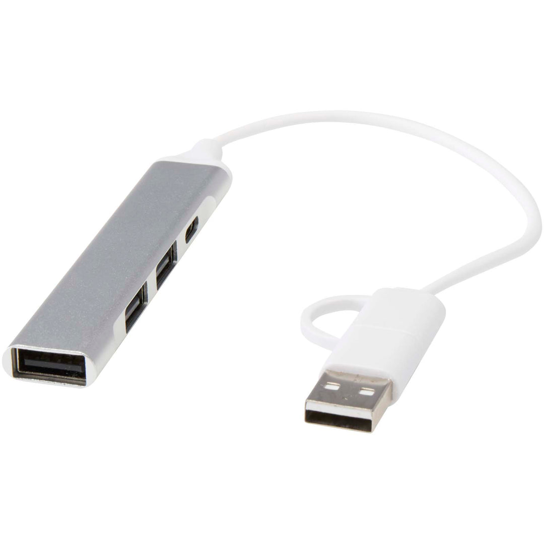 Alkaid 4-ports USB-A og Type-C hub i genvundet aluminium med dobbelt indgang