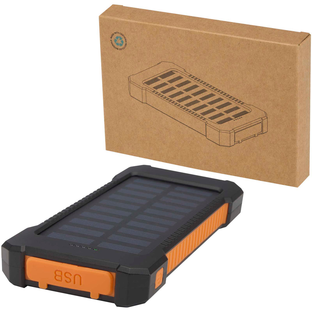 Altair 5 000 mAh 10 W robust solcelle powerbank i genvundet plast med indbygget lommelygte