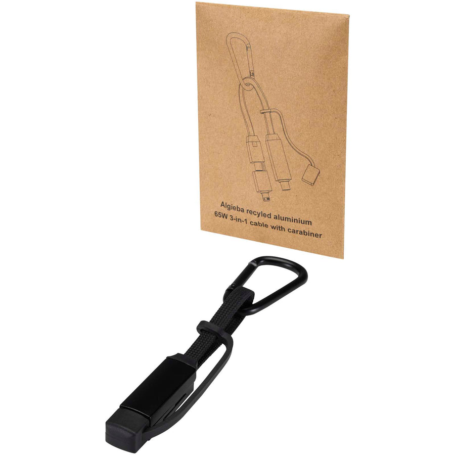 Algieba 65 W 3-i-1 lade kabel i genvundet aluminium med karabinhage