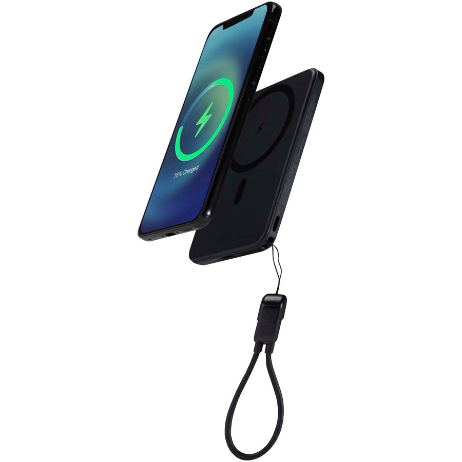 SMART 5000 mAh magnetisk powerbank af genvundet plast med snor