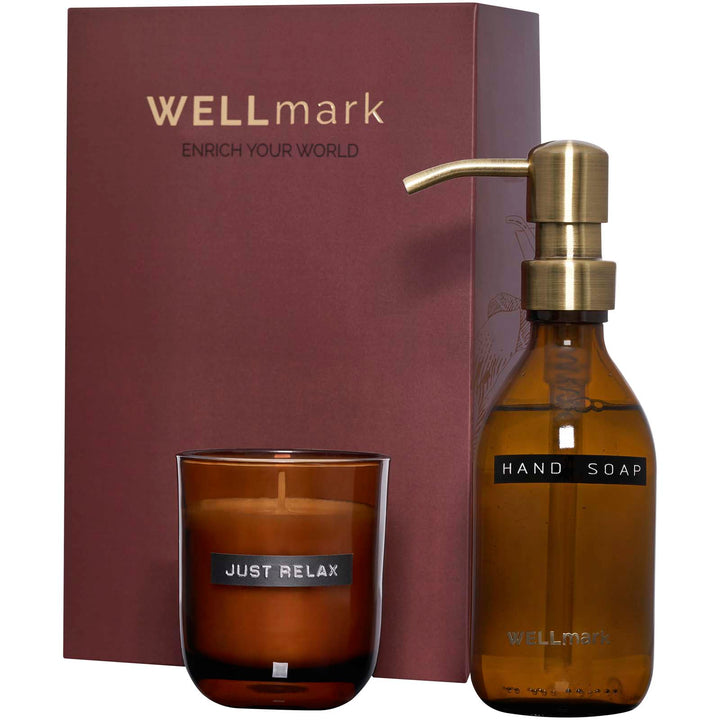 Wellmark Discovery sæt med 250 ml håndsæbedispenser og 150 g duftlys