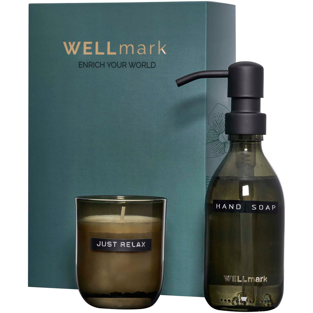 Wellmark Discovery sæt med 250 ml håndsæbedispenser og 150 g duftlys