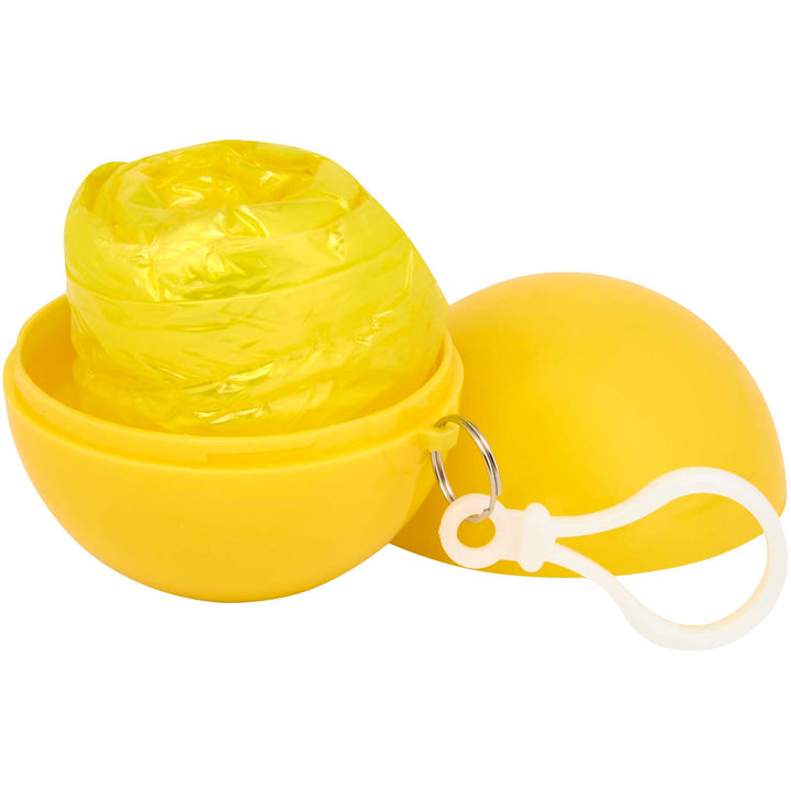 Tåge poncho i rund plastbeholder med karabinhage
