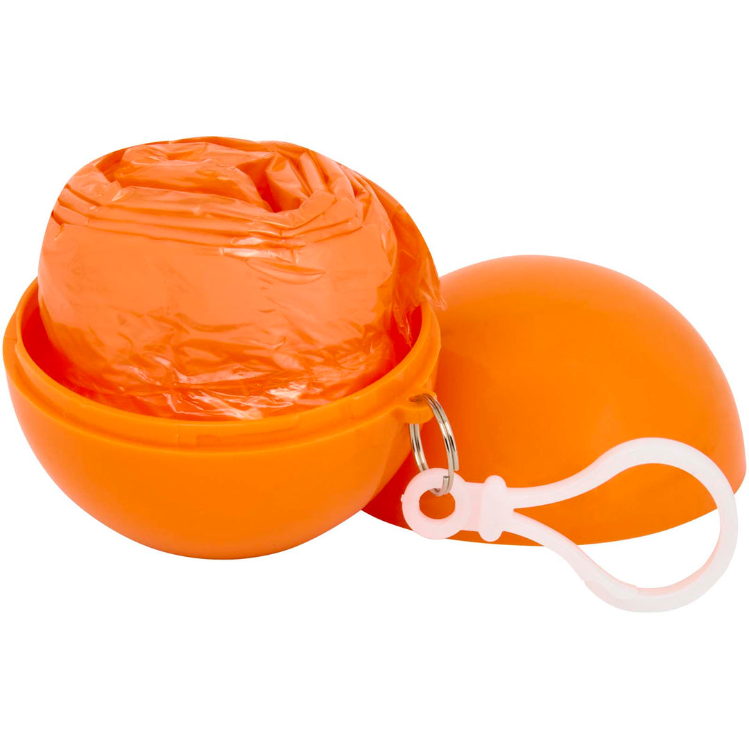 Tåge poncho i rund plastbeholder med karabinhage