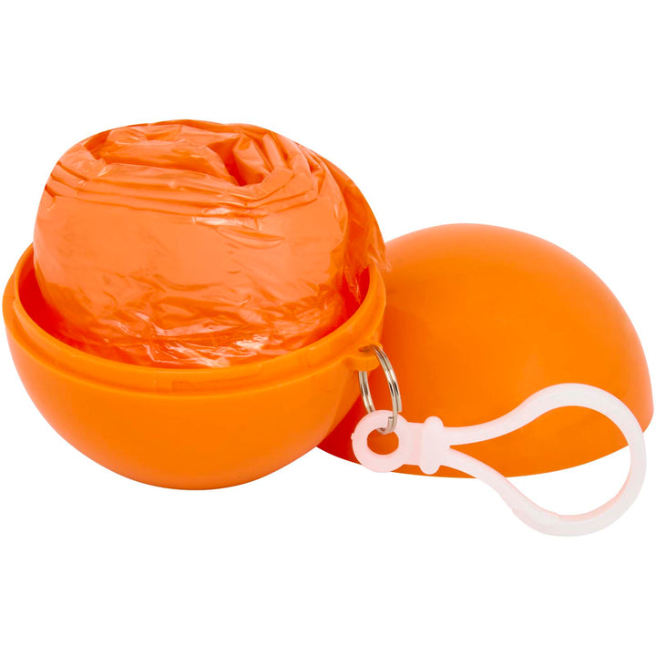 Tåge poncho i rund plastbeholder med karabinhage
