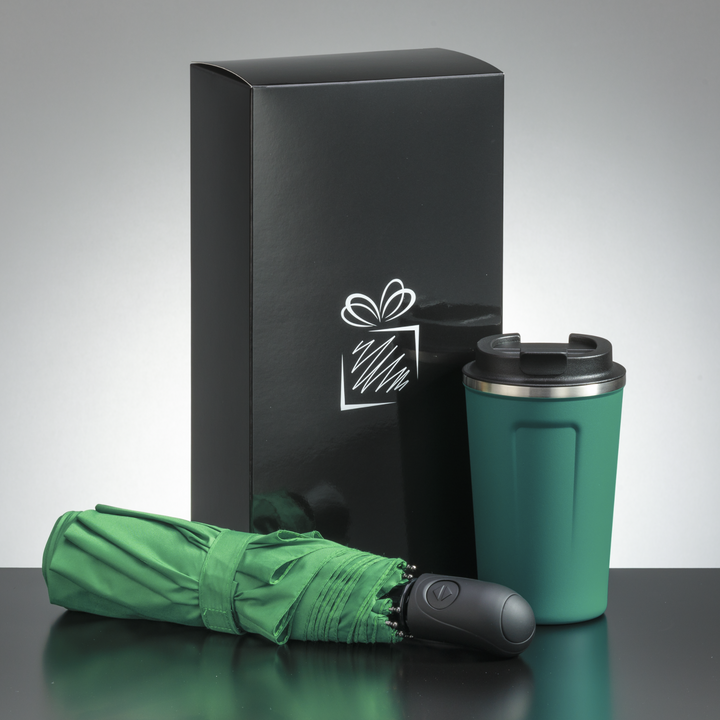 Traveller Set: Thermal Mug Nordic 350 Ml & Full Automatic Umbrella