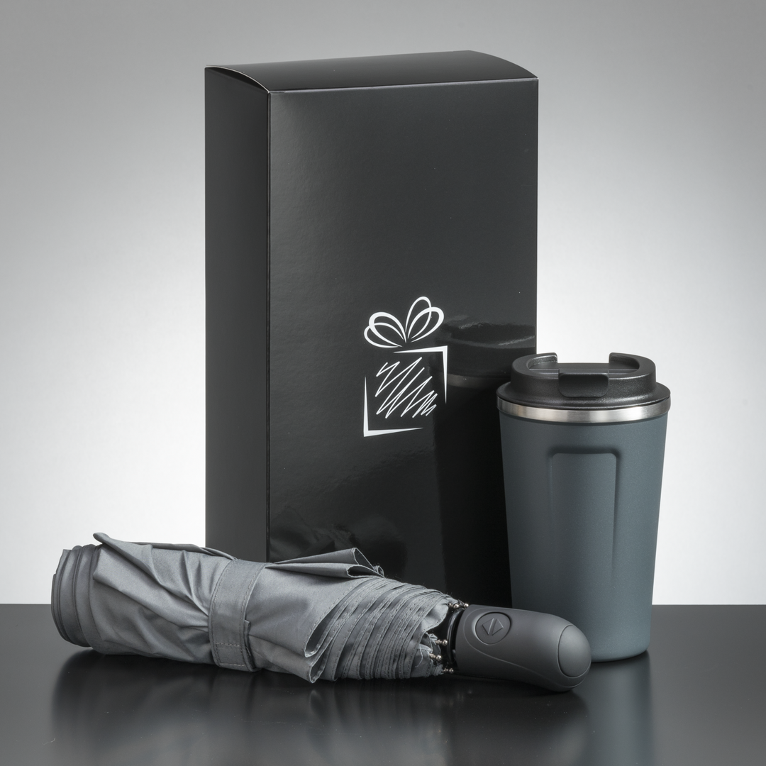 Traveller Set: Thermal Mug Nordic 350 Ml & Full Automatic Umbrella