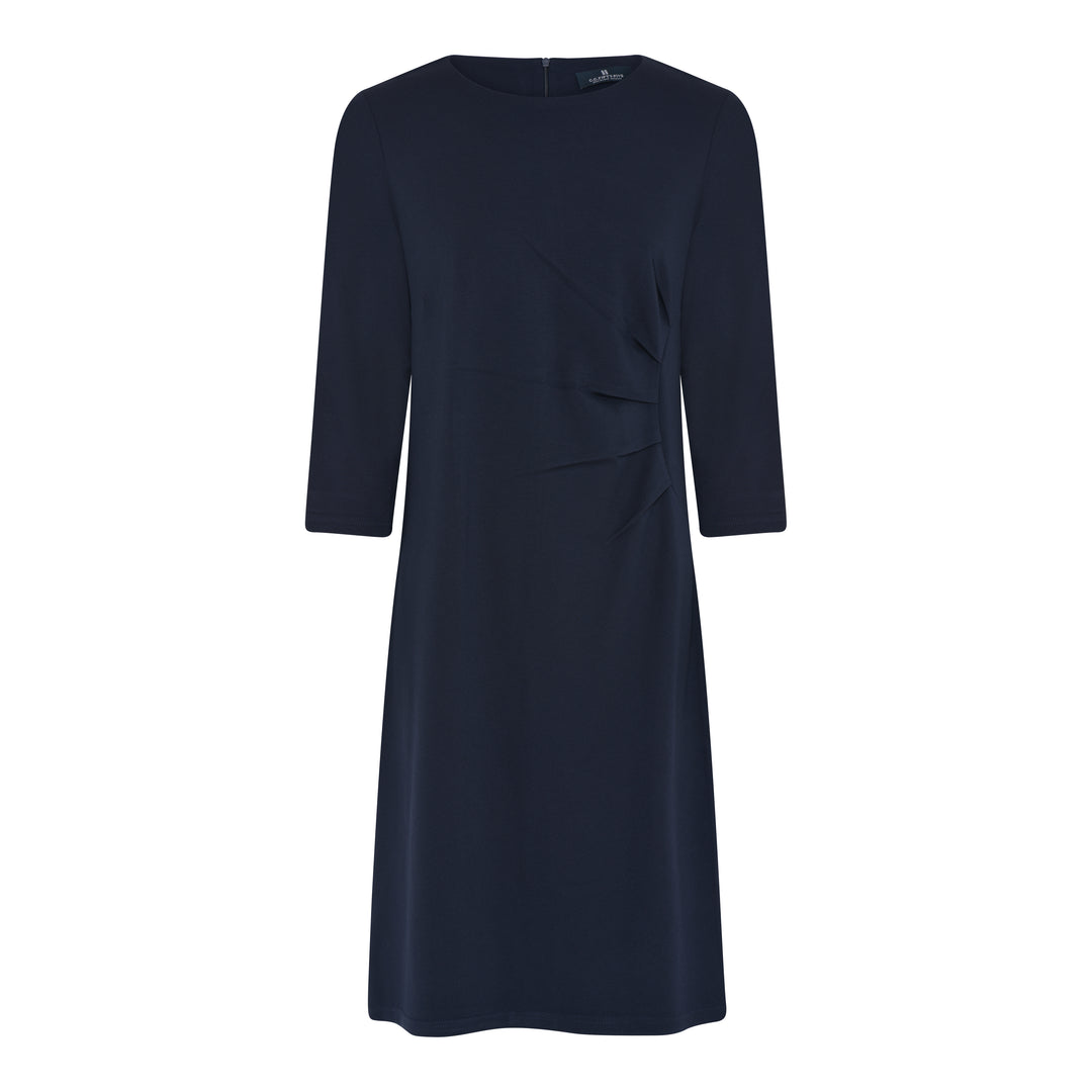 ROME Dress o-neck with pleats 3/4 sleeves