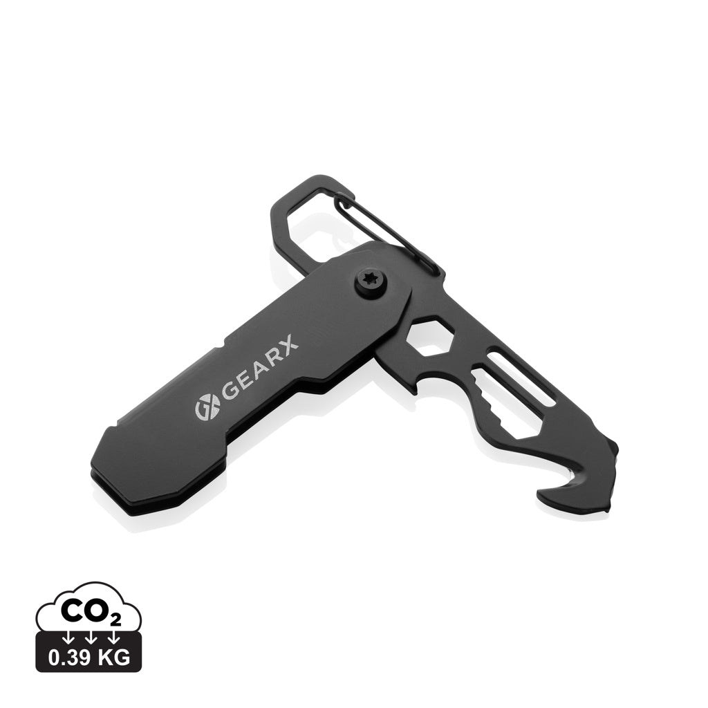 Gear X foldbart EDC værktøj med karabinhage og kartonk niv