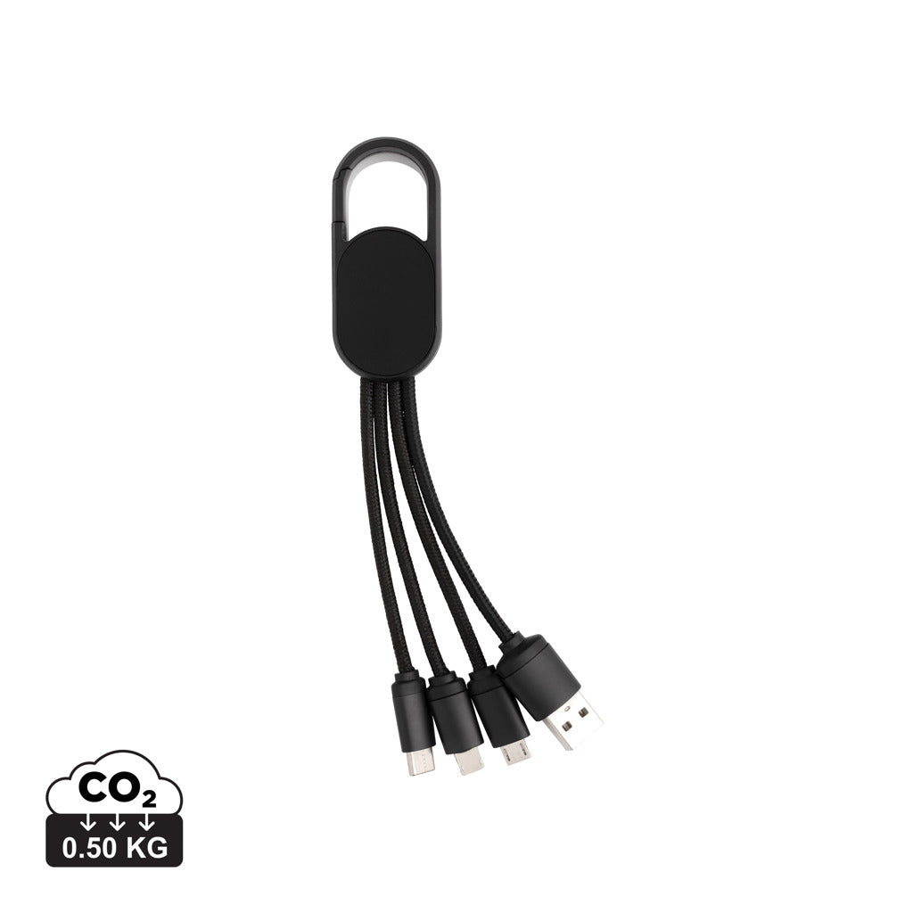 4-i-1 kabel med karabin clip