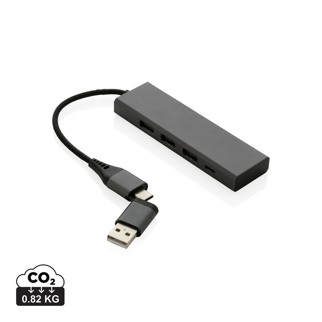 Terra HUB med 3 USB porte RCS genanvendt aluminium