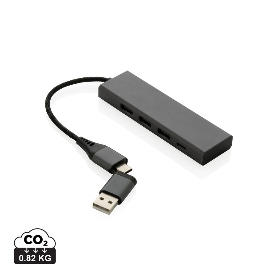Terra HUB med 3 USB porte RCS genanvendt aluminium