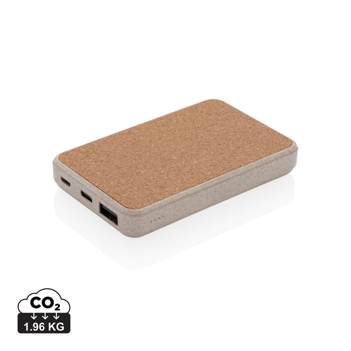 Kork & hvedestrå - 5.000 mAh lomme powerbank